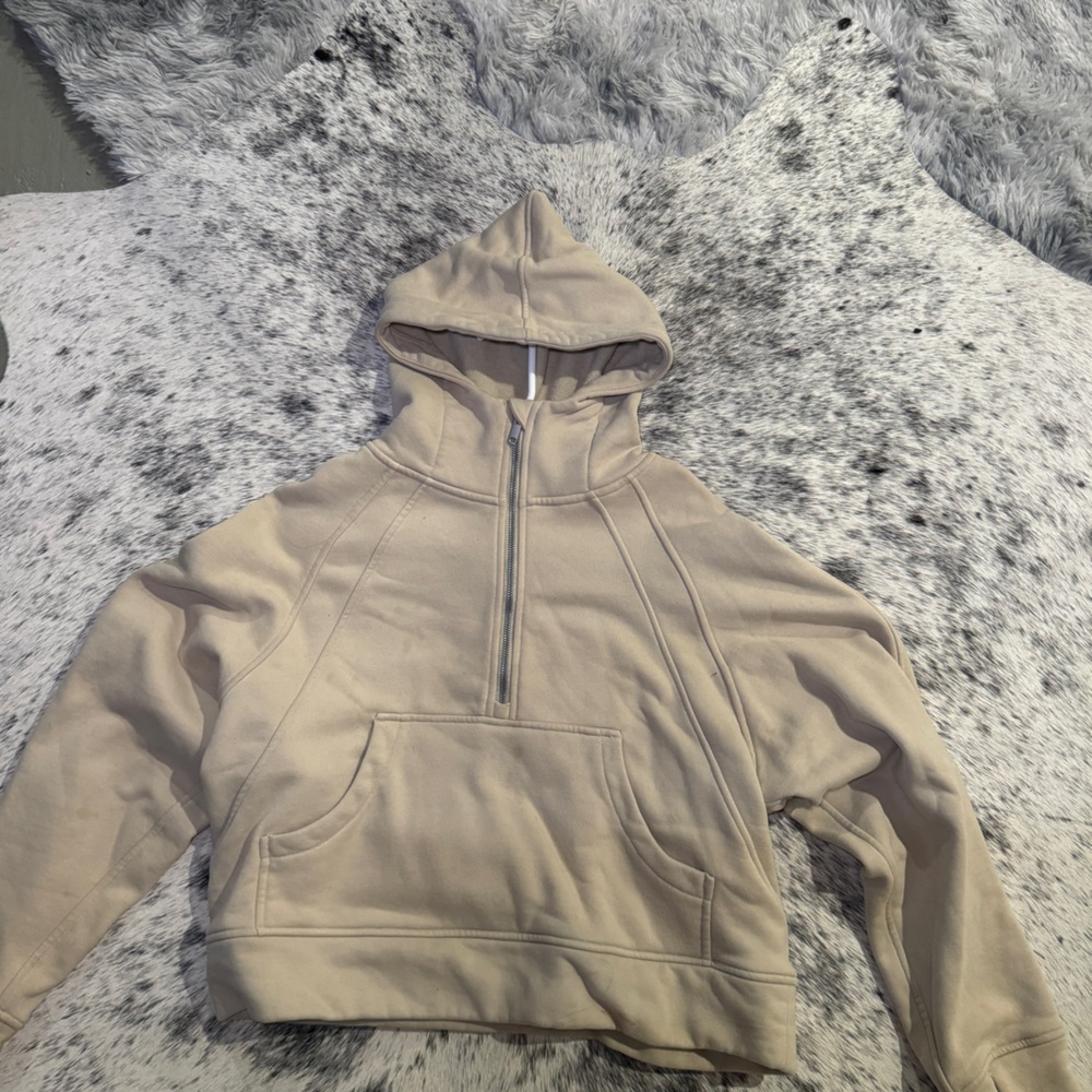 Quarter Zip Hoodie in Cream